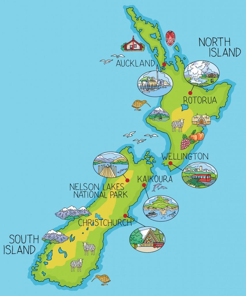 Nya zeeland tecknad karta - Nya zeeland karta tecknad (Australien och
