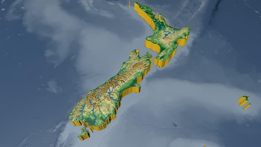 Karta i 3d-nya zeeland