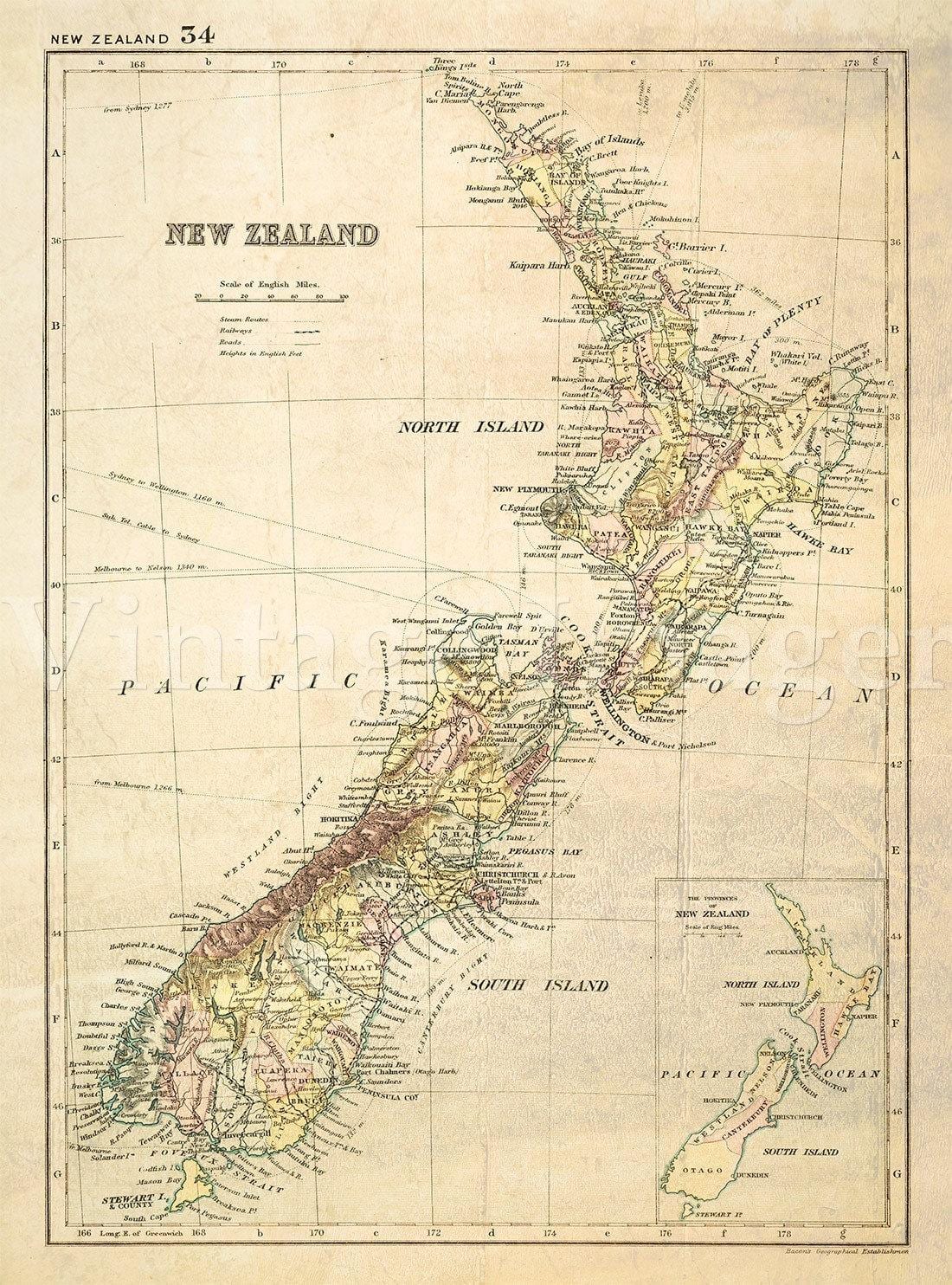 Karta över gamla nya zeeland