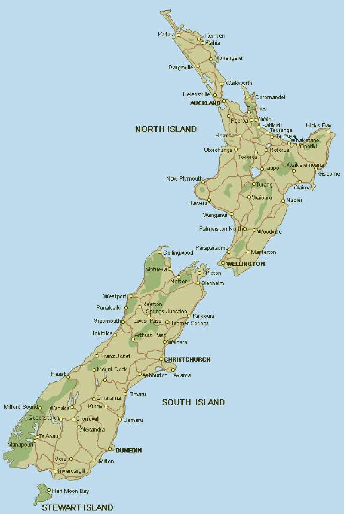 Karta över nya zeeland Nya zeeland hel karta (Australien och Nya