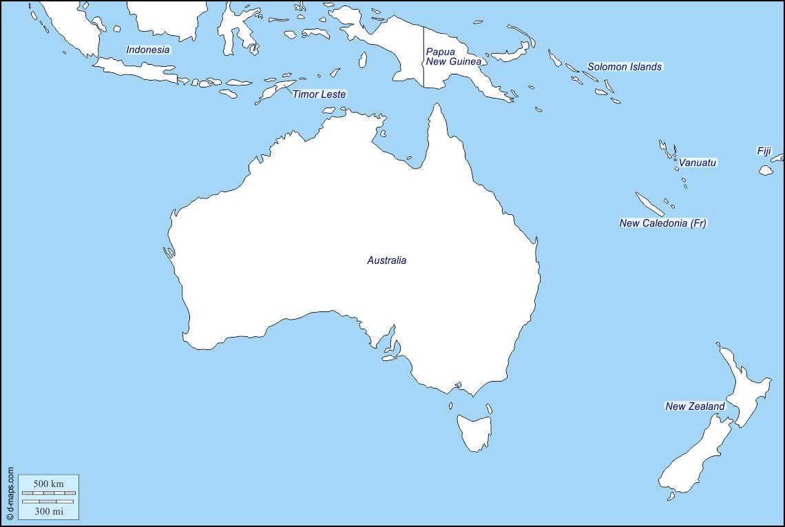 övergripande karta över australien och nya zeeland