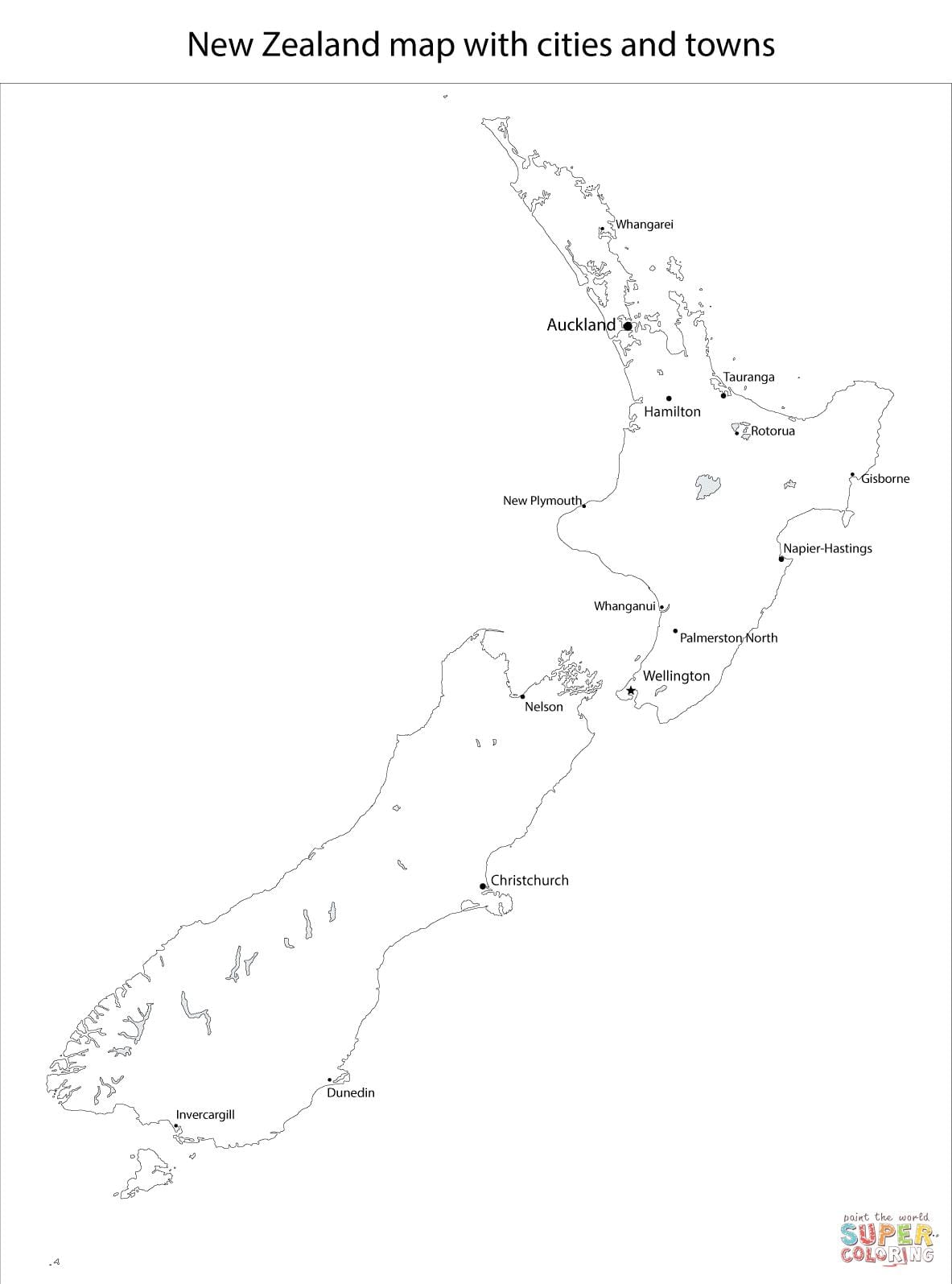 nya zeeland karta med städer