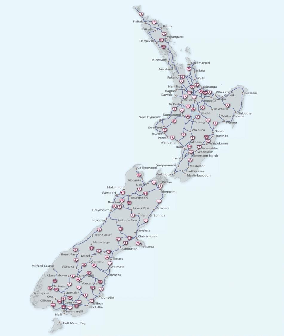 Karta över nya zeeland motorväg