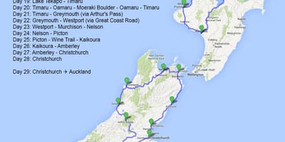 Karta över best new zealand road