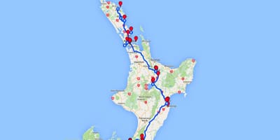 Kör karta över norra ön på nya zeeland
