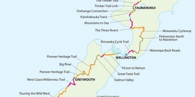Karta över nya zeeland cycle trail