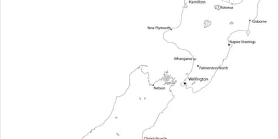 Nya zeeland karta med städer
