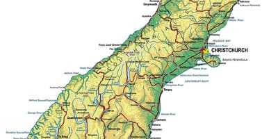 Karta över nya zeeland sydön resor