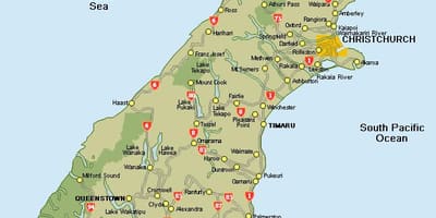 Nya zeeland karta south island road karta